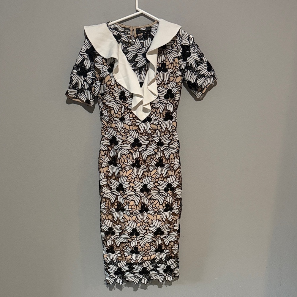 KEEPSAKE the Label Black and White Floral Midi Dress